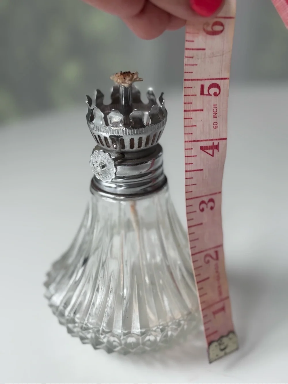 Vintage Crystal Austria Oil Lamp with Silver-Tone Top
